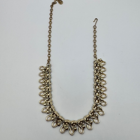 Coro Gold Tone Ribbon Link Choker Necklace w/ Aurora Borealis Rhinestones, 16.5” - Picture 8 of 10